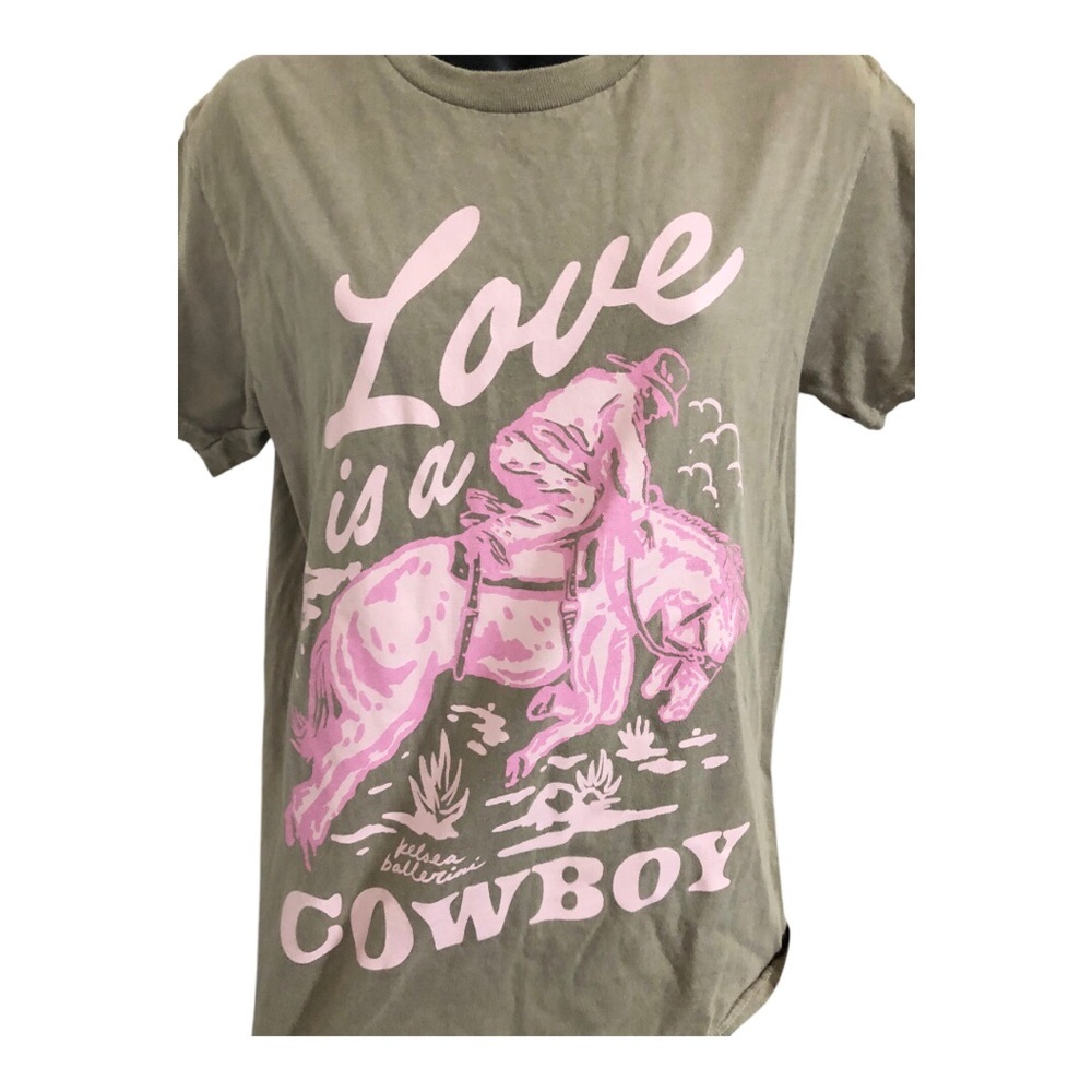 Kelsea Ballerini tan light brown love is a cowboy graphic print tshirt‎ size S